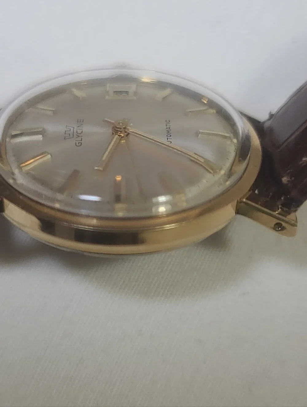 Glycine Vintage Automatic Swiss Made Gold Tone Date Watch
